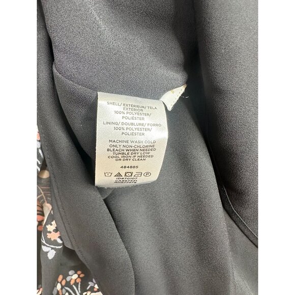 Loft Floral Flounce Long Sleeve Dress size 0P Black‎ AS IS - Picture 3 of 9